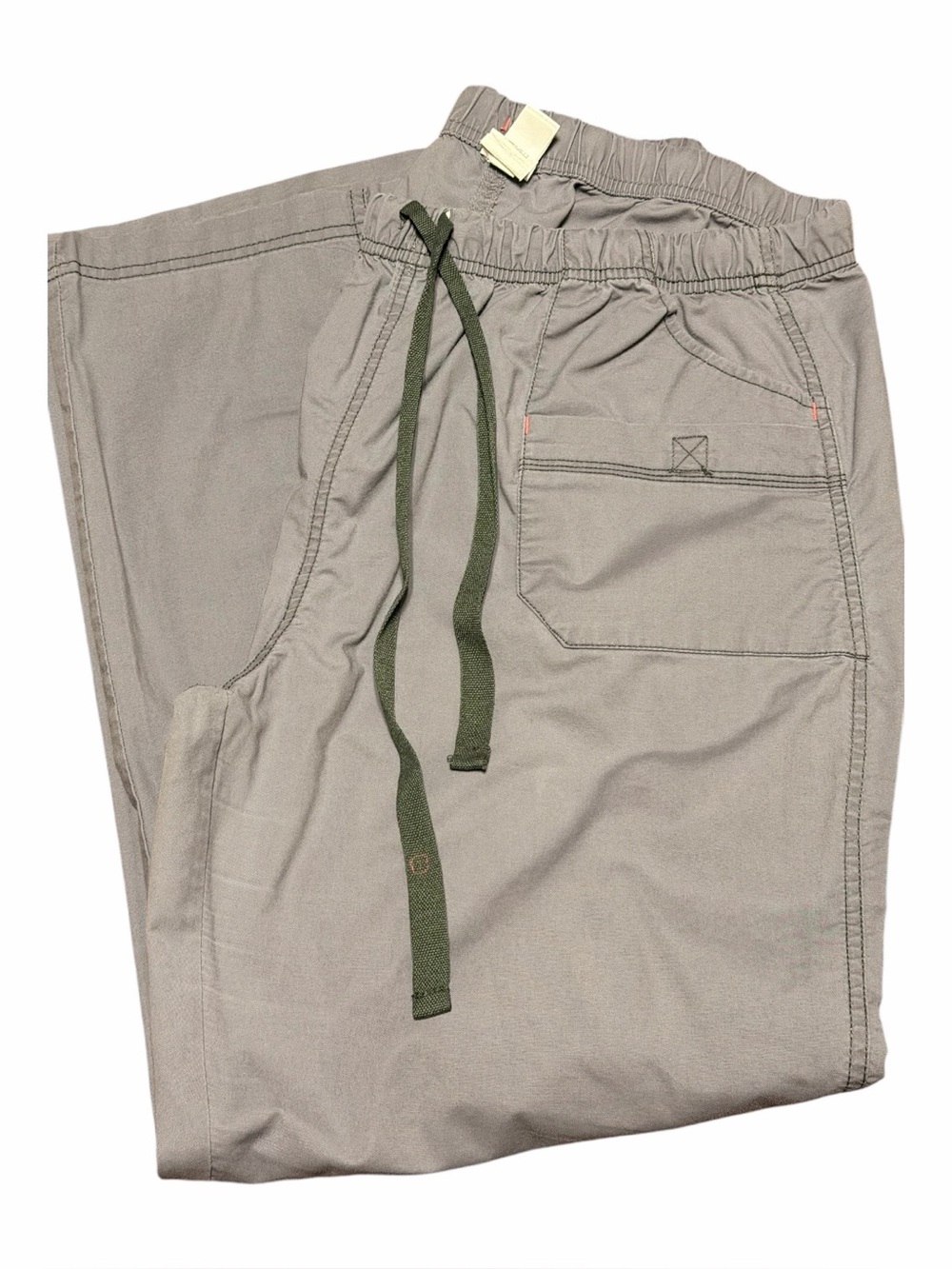 Women’s WonderWink Casual Drawstring Pants in Light Gray with Pink Accents